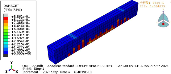 第 206 步时的受拉破坏图