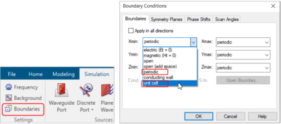 cst中的边界条件periodic和unit cell有什么区别