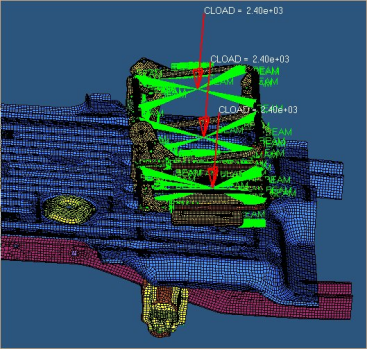基于abaqus的某车型副座椅安装脚处地板强度刚度分析