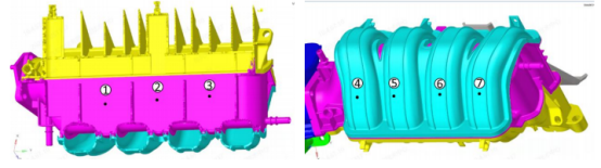 进气歧管面刚度测点示意图