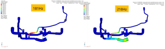 (a) 1 阶模态频率 181hz (b) 2 阶模态频率 218hz