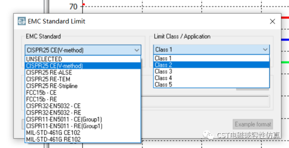 如何在cst仿真中导入emc测试标准限值
