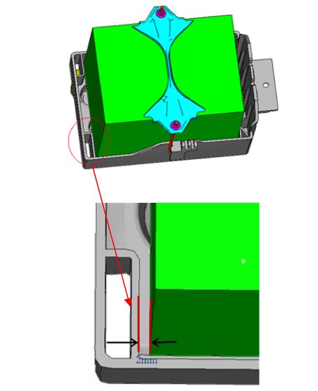 蓄电池与托盘的装配间隙