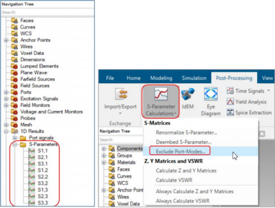 cst软件如何导出部分模式或者部分端口的s参数