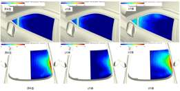 不同结构方案的侧窗及前挡声压级云图